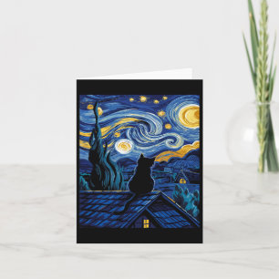 Cat Starry Night Van Gogh Cat Art Lover Funny Cat Card