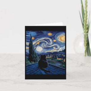 Cat Starry Night Van Gogh Cat Art Lover Funny Cat  Card