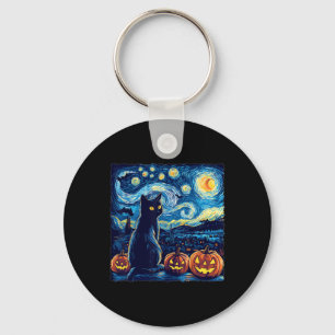 Cat Starry Night Van Gogh Cat For Cat Lover Cat Da Key Ring