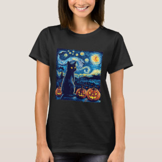 Cat Starry Night Van Gogh Cat For Cat Lover Cat Da T-Shirt