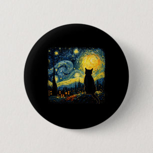 Cat Starry Night Van Gogh Cat For Cat Lover Cat Mo 6 Cm Round Badge