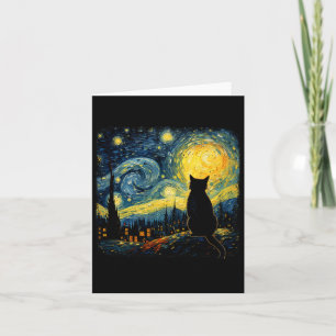 Cat Starry Night Van Gogh Cat For Cat Lover Cat Mo Card