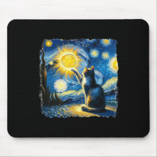 Cat Starry Night Van Gogh Cat For Cat Lover Cat Mo Mouse Pad