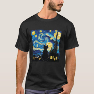 Cat Starry Night Van Gogh Cat For Cat Lover Cat Mo T-Shirt