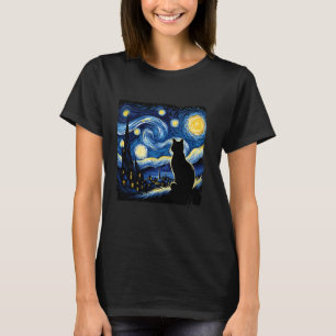 Cat Starry Night Van Gogh Cat For Cat Lover Cat Mo T-Shirt