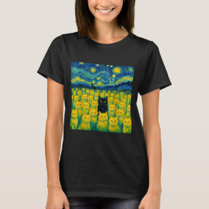 Cat Starry Night Van Gogh Cat For Cat Lover T-Shirt
