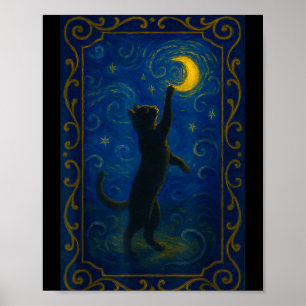 Cat Starry Night Van Gogh Cat Funny Cat Lover Mom  Poster
