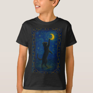 Cat Starry Night Van Gogh Cat Funny Cat Lover Mom T-Shirt