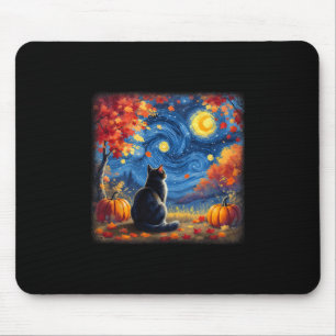 Cat Starry Night Van Gogh Cat Lover Thanksgiving F Mouse Pad