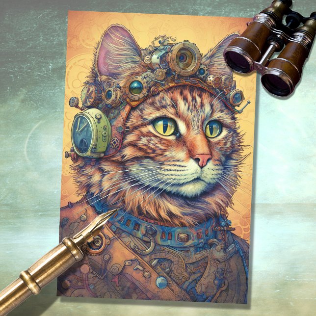 Cat Steampunk 4 Decoupage Paper (Creator Uploaded)