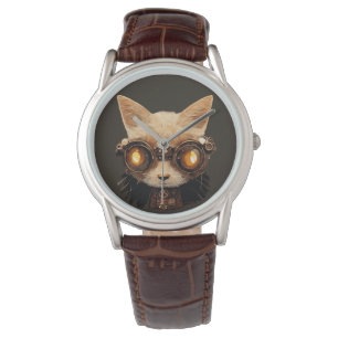 Cat Steampunk Gothic Retro Kitty Portrait Watch