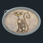 Cat Steampunk Vintage Retro Style Machine  Belt Buckle<br><div class="desc">Steampunk Style Cat,  looking like a mechanical Vintage Toy. Originally Created on Vector Graphic Art Technique and then reworked on Digital Technique. Design under exclusive BluedarkArt Copyright.</div>