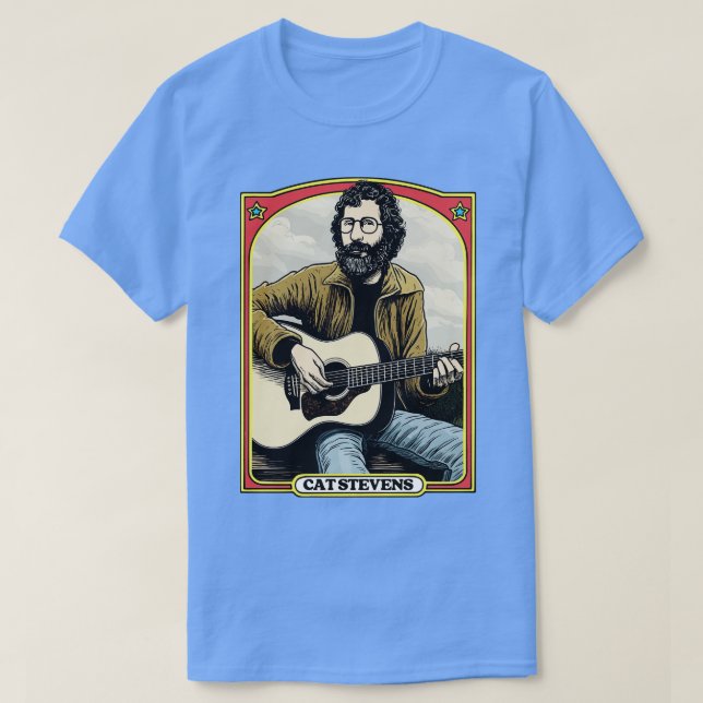 Cat Stevens Retro Fan Artwork Illustration T-Shirt (Design Front)