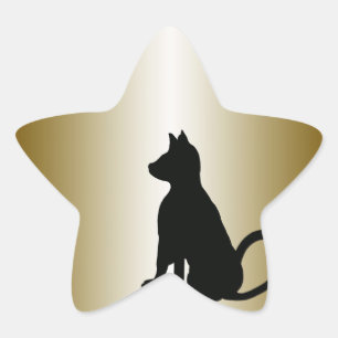 Cat Stickers Gold Black Kitty Cats