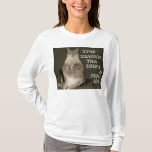 Cat "STOP READING SHIRT & FEED ME" Womens Hoodie
