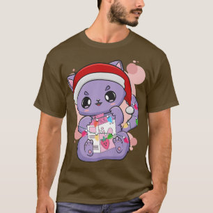 Cat Strawberry Milk Christmas Kitten Chibi Anime N T-Shirt