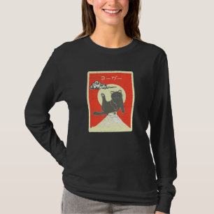 Cat Stretch Leg Up Mt Fuji Distressed Style Japane T-Shirt