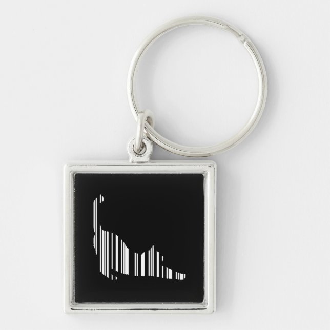 CAT STRETCHING BAR CODE Pet Barcode Pattern Key Ring (Front)