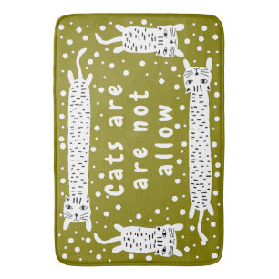 Cat Stretching Olive Bath Mat