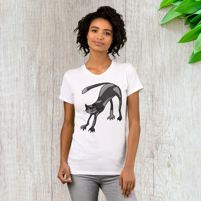 Cat Stretching Womens T-Shirt (Creator Uploaded)