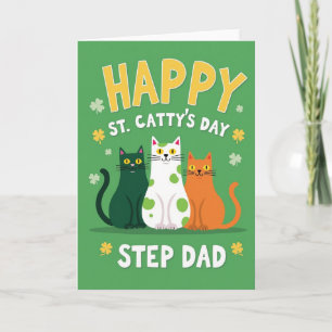 Cat Stripes Step Dad Happy Card