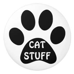 Cat Stuff pawprint Drawer or Pet Cupboard Ceramic Knob