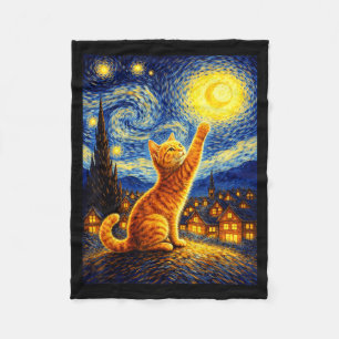 Cat Style Starry Night Art Funny Graphic Fleece Blanket