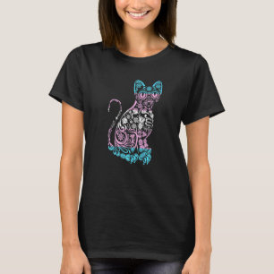 Cat Sugar Skull Lgbt Q Transgender Pride Flag Colo T-Shirt