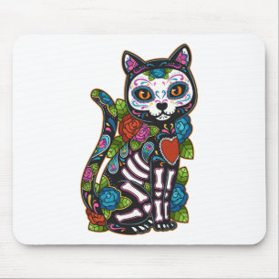 Cat Sugar Skull Mexico Calavera Dia De Los Muertos Mouse Pad
