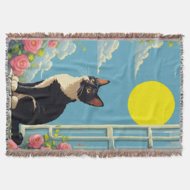 Cat & Sun Throw Blanket (Front)