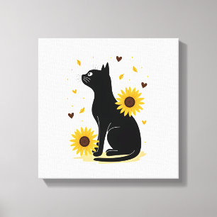 Cat Sunflower Christmas Tree Sun Flower Cat Lover  Canvas Print