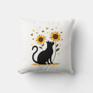 Cat Sunflower Christmas Tree Sun Flower Cat Lover  Cushion