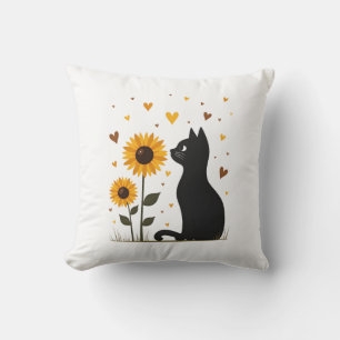 Cat Sunflower Christmas Tree Sun Flower Cat Lover  Cushion