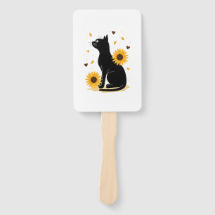 Cat Sunflower Christmas Tree Sun Flower Cat Lover Hand Fan
