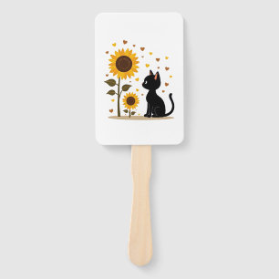 Cat Sunflower Christmas Tree Sun Flower Cat Lover Hand Fan