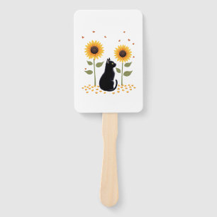 Cat Sunflower Christmas Tree Sun Flower Cat Lover Hand Fan