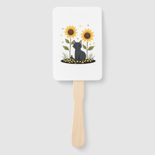 Cat Sunflower Christmas Tree Sun Flower Cat Lover Hand Fan