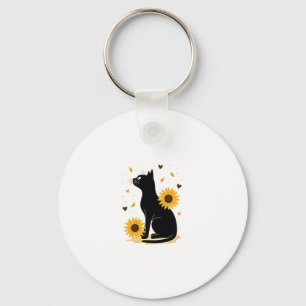 Cat Sunflower Christmas Tree Sun Flower Cat Lover  Key Ring