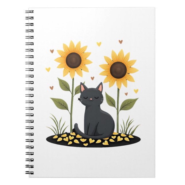Cat Sunflower Christmas Tree Sun Flower Cat Lover  Notebook (Front)