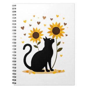 Cat Sunflower Christmas Tree Sun Flower Cat Lover Notebook