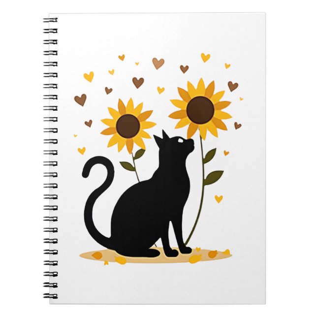 Cat Sunflower Christmas Tree Sun Flower Cat Lover  Notebook (Front)