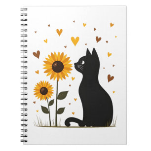 Cat Sunflower Christmas Tree Sun Flower Cat Lover Notebook
