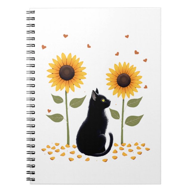 Cat Sunflower Christmas Tree Sun Flower Cat Lover  Notebook (Front)