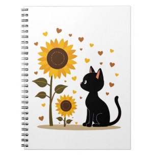 Cat Sunflower Christmas Tree Sun Flower Cat Lover Notebook