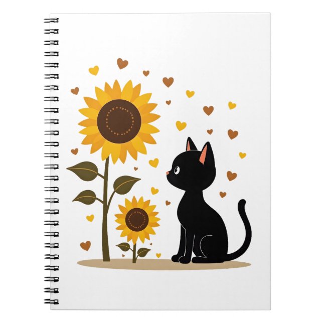 Cat Sunflower Christmas Tree Sun Flower Cat Lover  Notebook (Front)