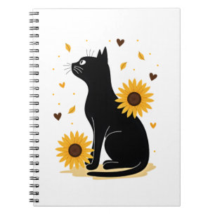Cat Sunflower Christmas Tree Sun Flower Cat Lover Notebook