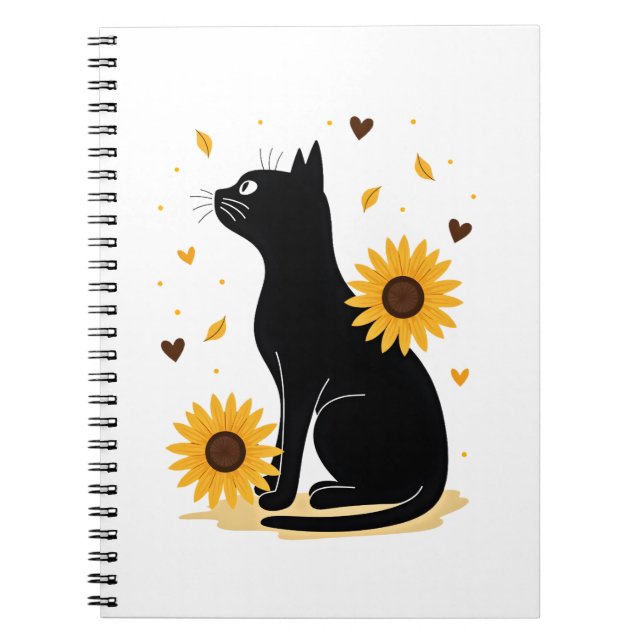Cat Sunflower Christmas Tree Sun Flower Cat Lover  Notebook (Front)