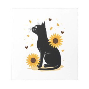 Cat Sunflower Christmas Tree Sun Flower Cat Lover Notepad