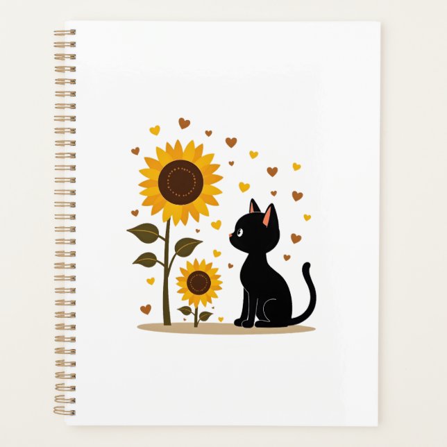 Cat Sunflower Christmas Tree Sun Flower Cat Lover  Planner (Front)
