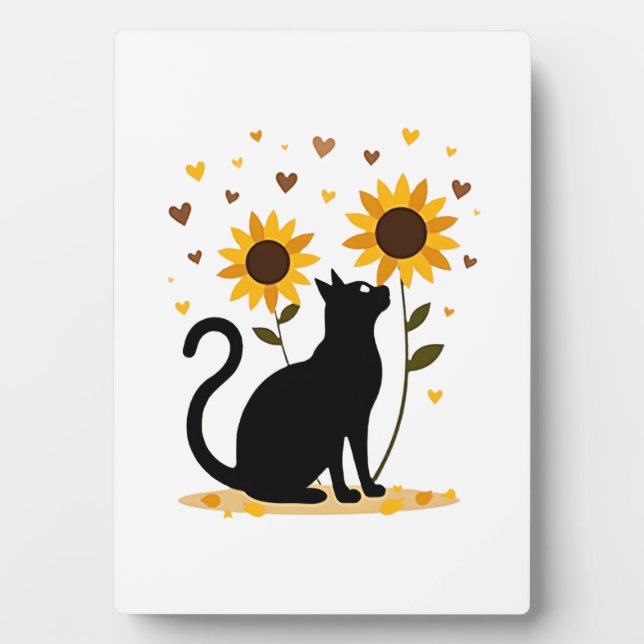 Cat Sunflower Christmas Tree Sun Flower Cat Lover  Plaque (Front)